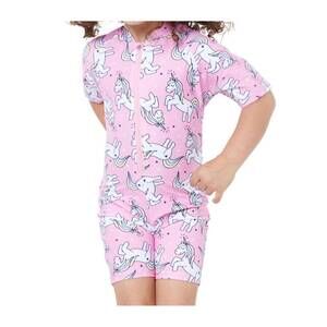 NEW GOTTEX girls short sleeve zip up swim overalls rash guard in gtk pink unicor